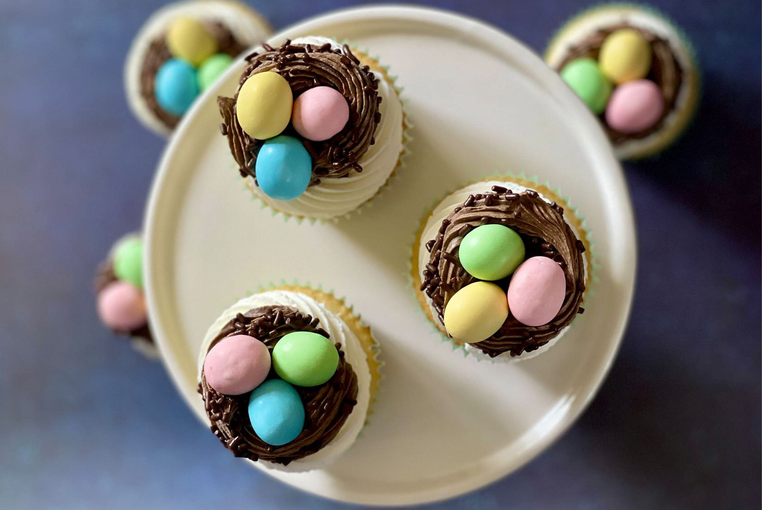 Poore Man Bakery crafts spring cupcakes topped with petite nests