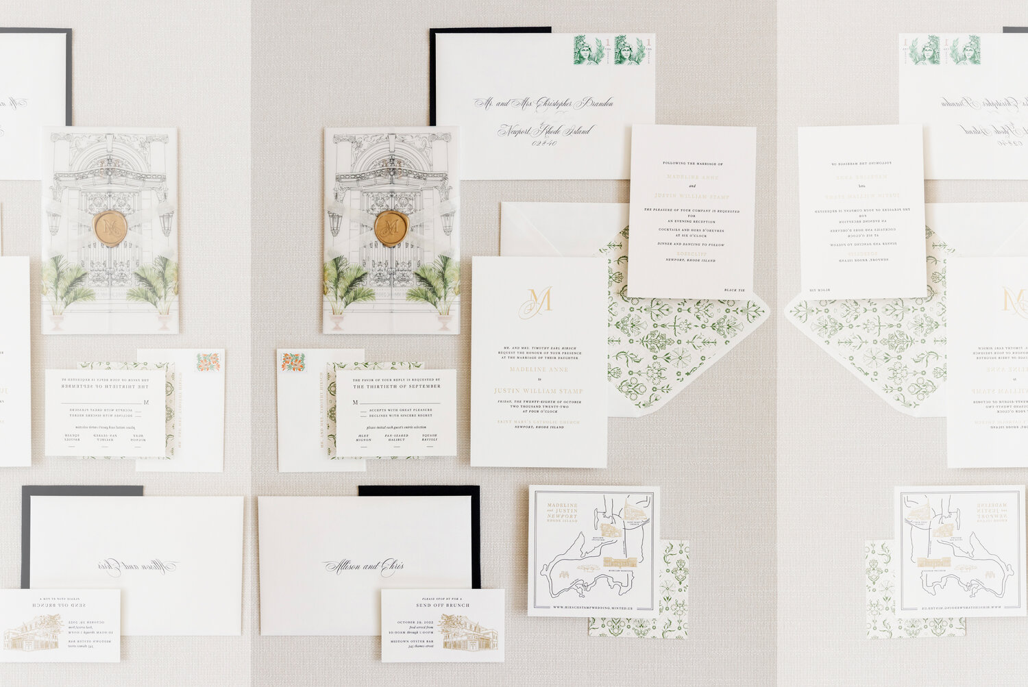Champagne and Ink: Letterpress and Gold Foil Custom Invitation Suite